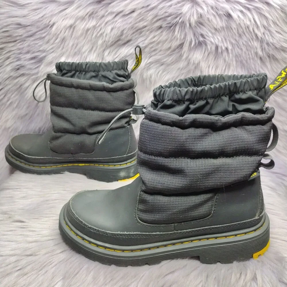 Dr Martens Junior Cullen Fleece Lined Winter Boots Kids Size 3 Black Pull On